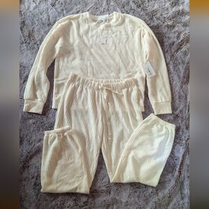 PJ Salvage Ivory Ribbed Knit Set